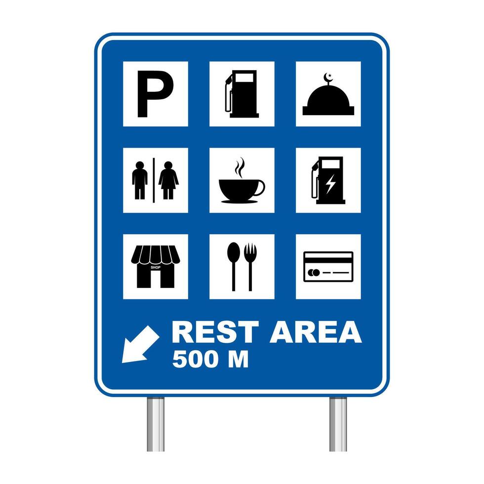 Rest Area Sign Board on white background vector