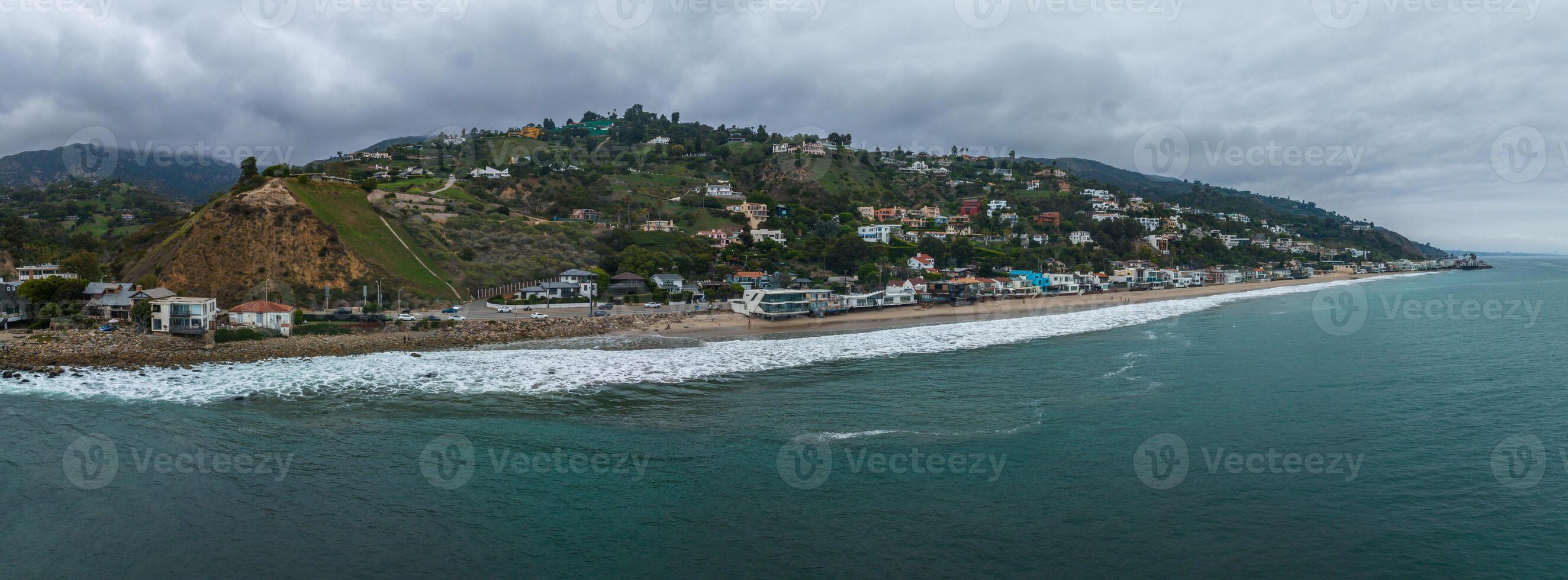 Malibu beach aerial view in California near Los Angeles, USA. photo