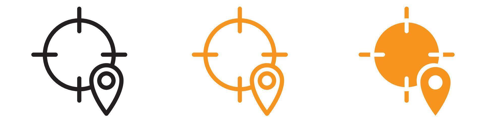 Crosshair Location Pin Icon Set Precision and Targeting Illustrations for Navigation and Maps vector