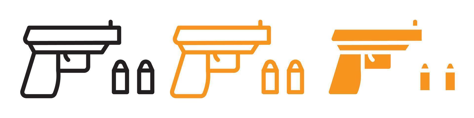 Gun with Ammunition Icon Set Firearm Illustrations for Safety and Military Projects vector