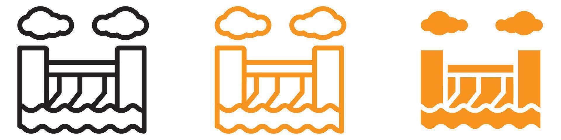 Hydroelectric Dam Icon Set Renewable Energy Illustrations for Environmental Projects vector