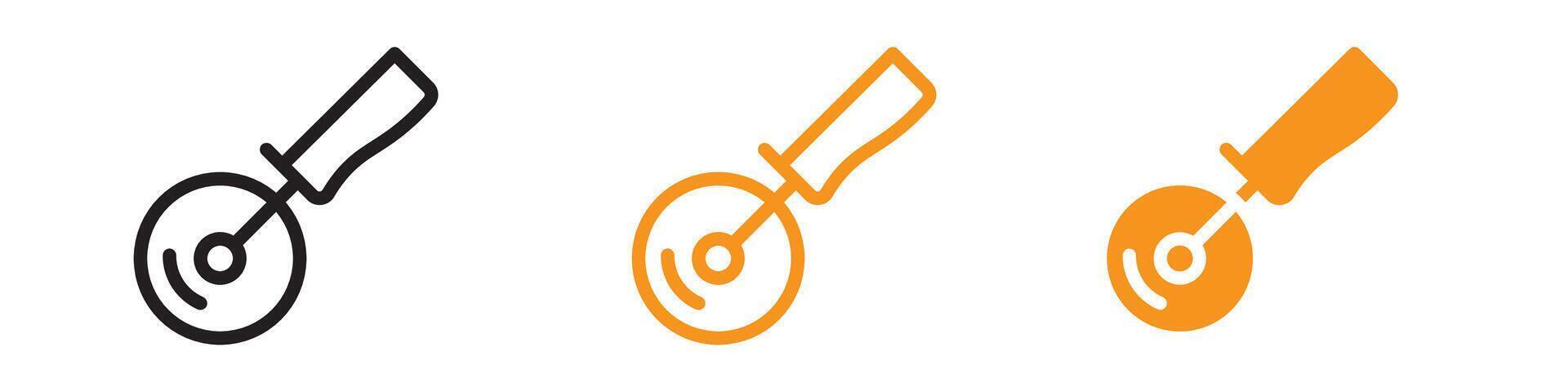 Pizza Cutter Icon Set Kitchen Tool Illustrations for Culinary and Restaurant Projects vector