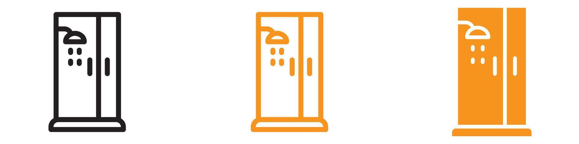 Shower Cabin Bathroom Icon Set Hygiene Illustrations for Home and Hotel Projects vector