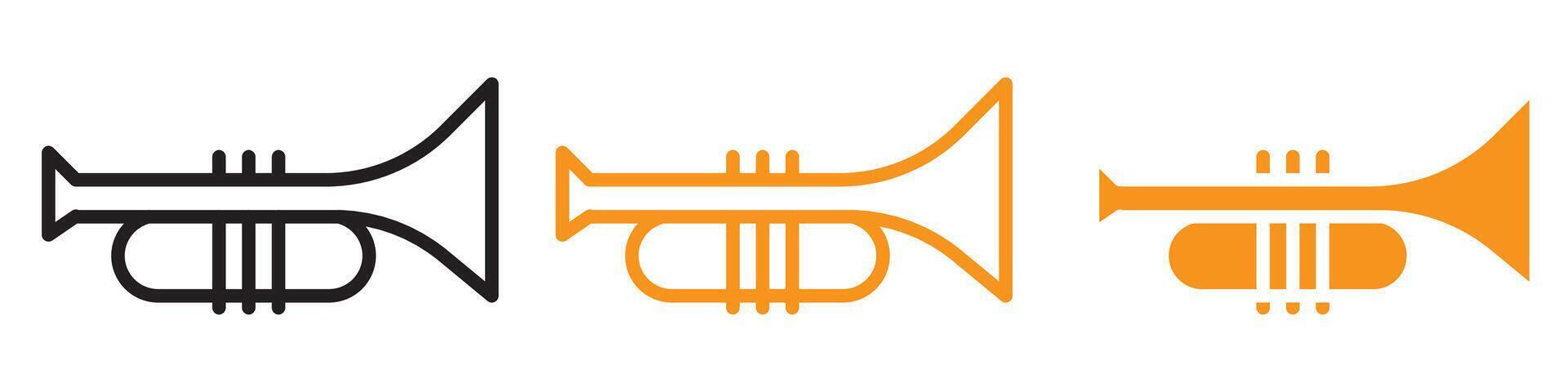 Trumpet Icon Set Musical Instrument Illustrations for Music and Performance vector