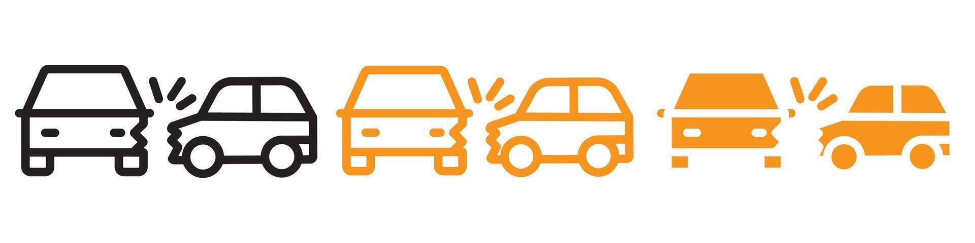 Car Side Crash Icon Set Vehicle Safety and Accident Illustrations for Road Awareness vector