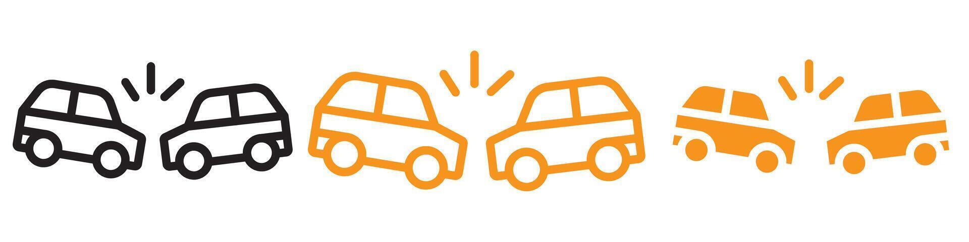 Car Accident Icon Set Road Safety Symbols for Traffic Awareness and Prevention vector