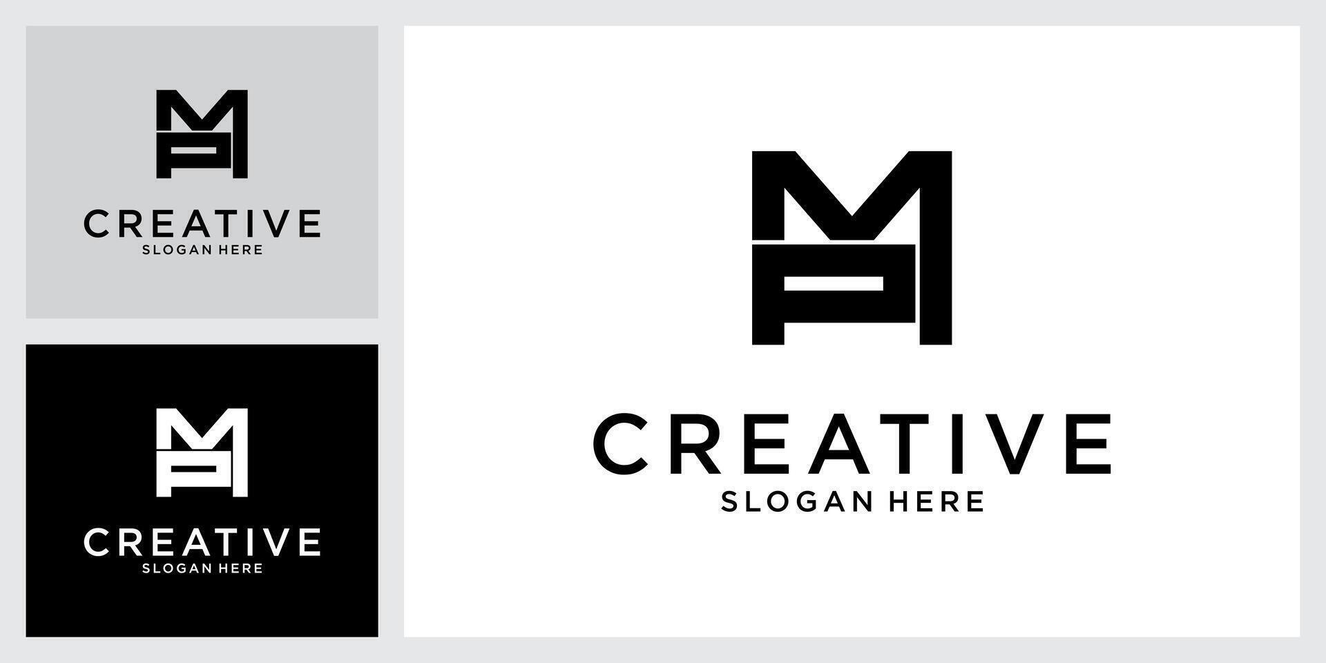 MP or PM initial letter logo design vector