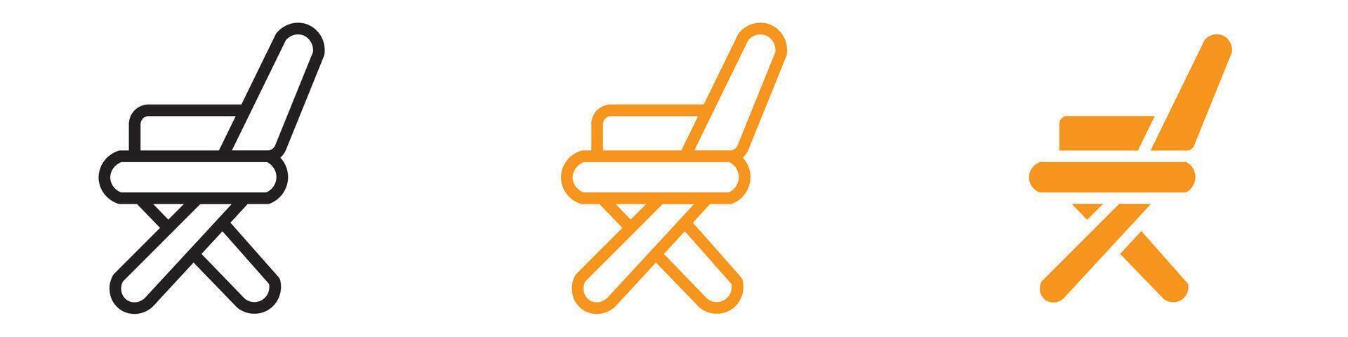 Folding Chair Icon Set Collapsible Seat Illustrations for Camping and Outdoor Activities vector