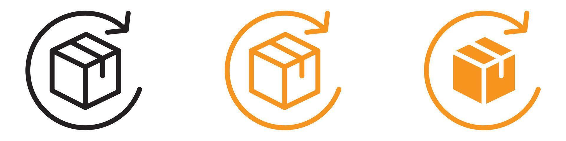Product Return Box Icon Set Customer Service Illustrations for Retail and E-commerce vector