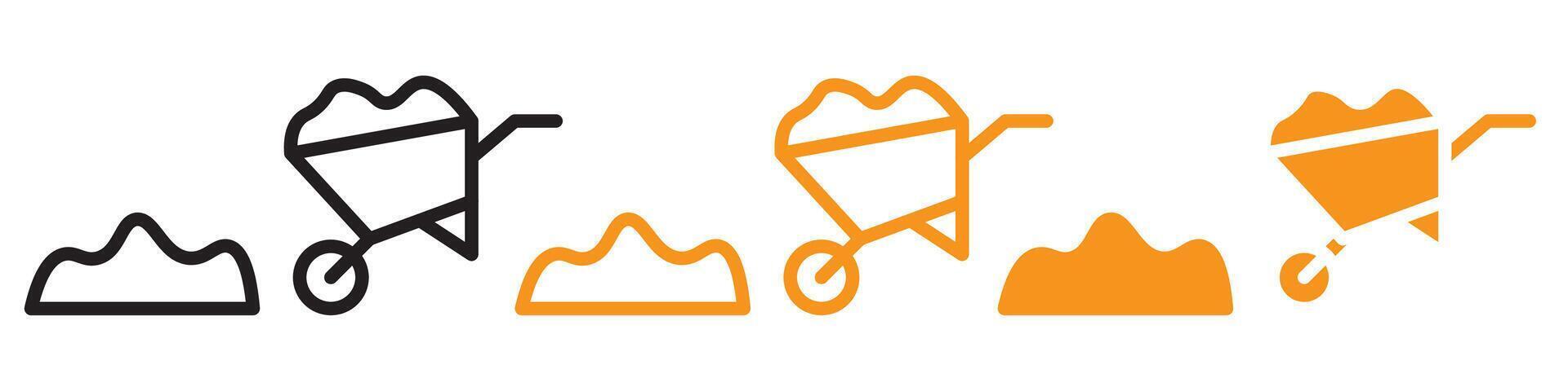 Wheelbarrow Unloading Icon Set Gardening Illustrations for Landscaping and Agriculture vector