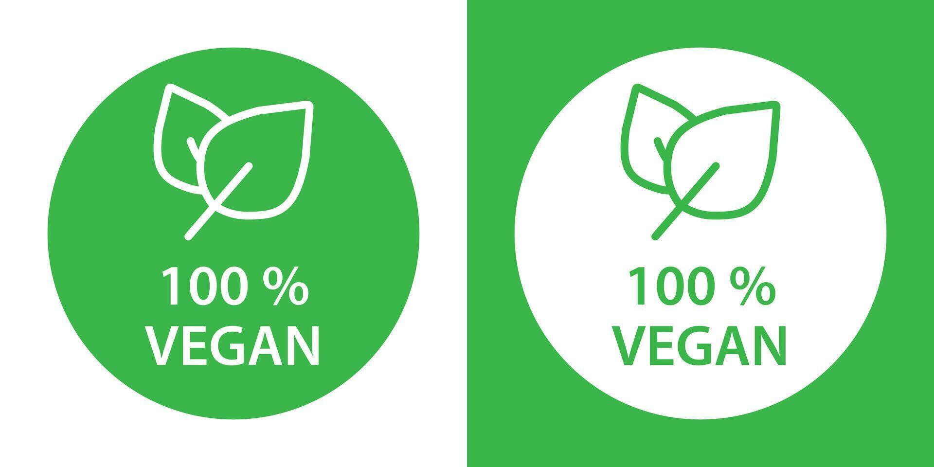 100 vegan icon Flat set in black and white color outline vector
