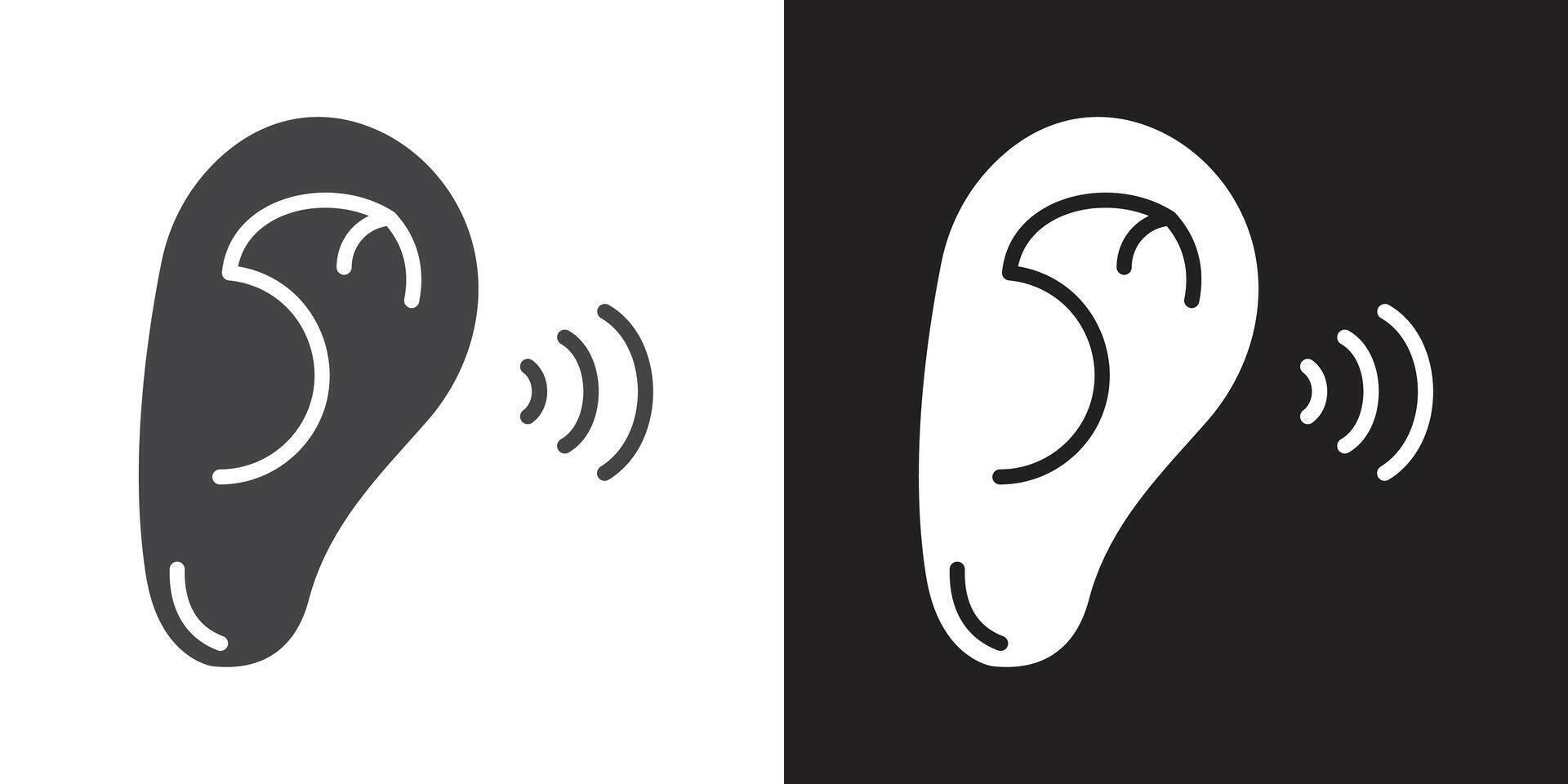 Active listening icon Flat set in black and white color outline vector