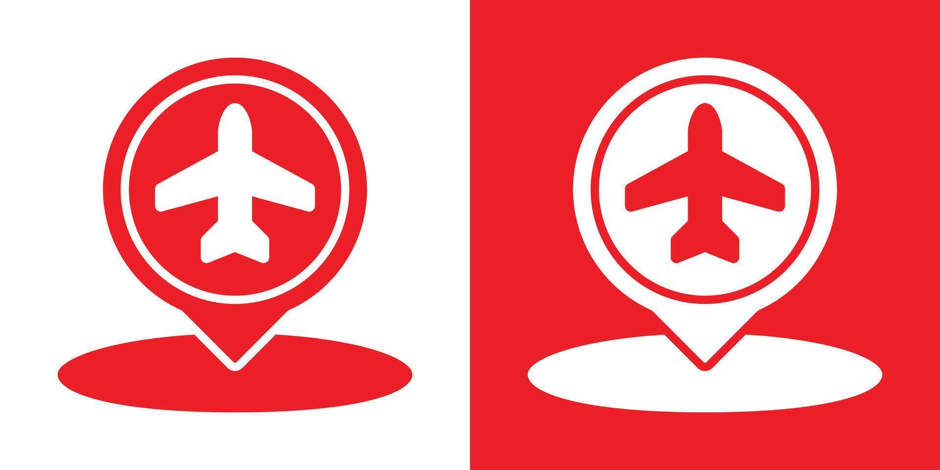 Airport location icon Flat set in black and white color outline vector