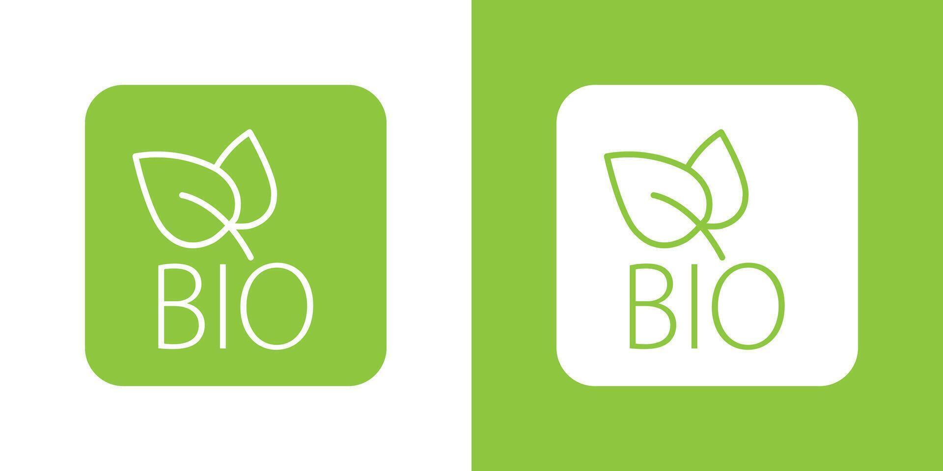 Bio icon Flat set in black and white color outline vector