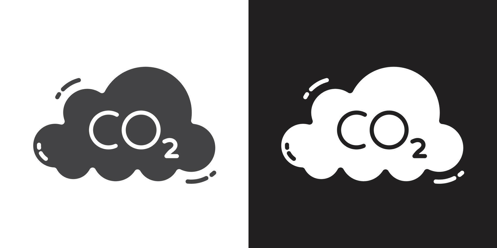 CO2 reduction icon Flat set in black and white color outline vector