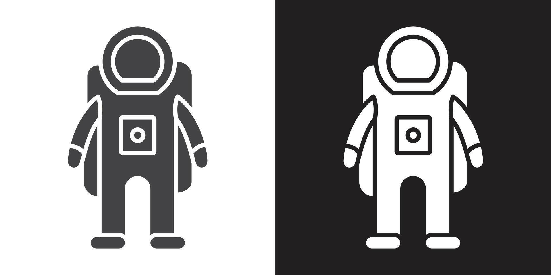 Cosmonaut icon Flat set in black and white color outline vector