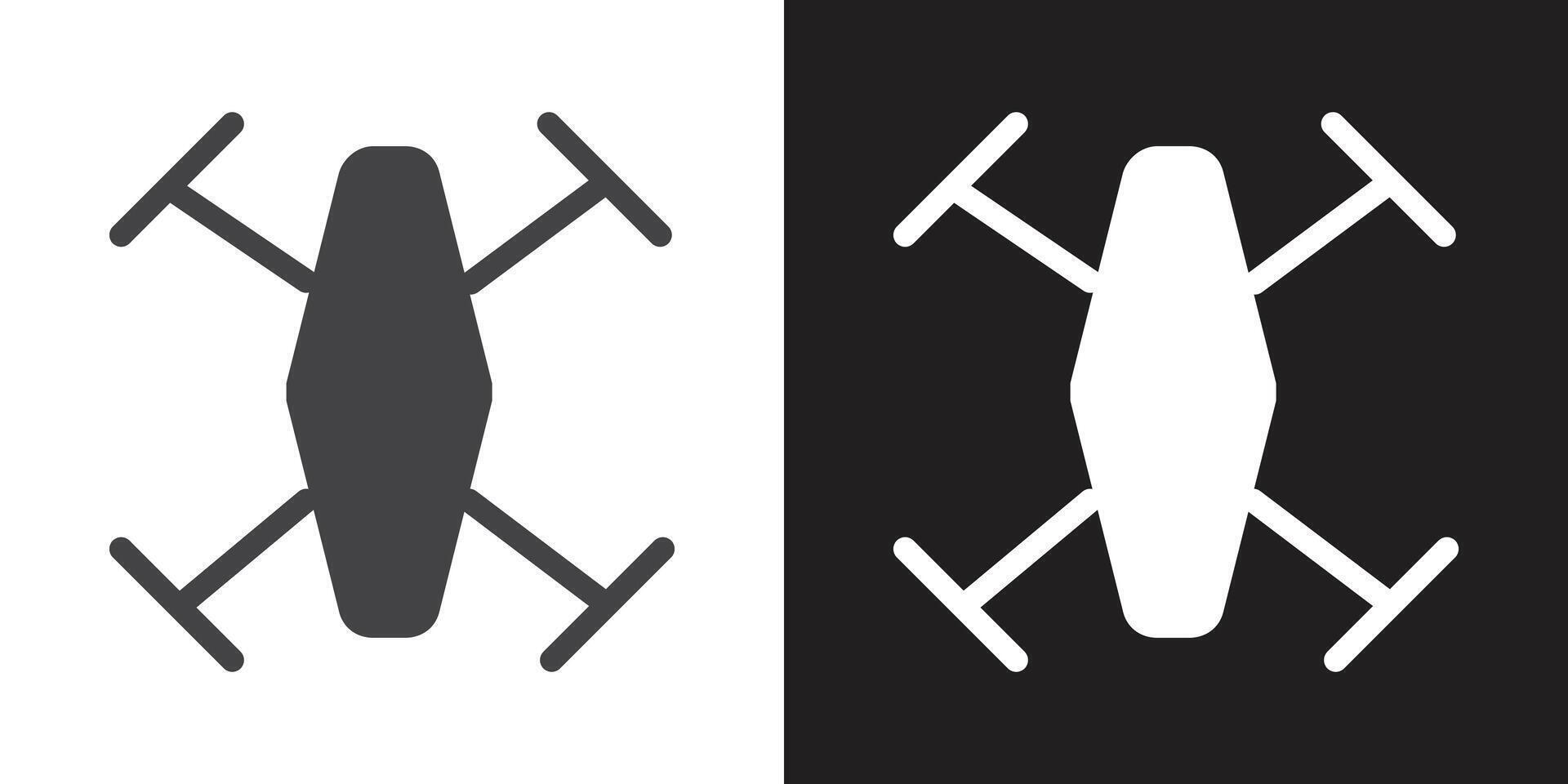 Drone Technology icon Flat set in black and white color outline vector