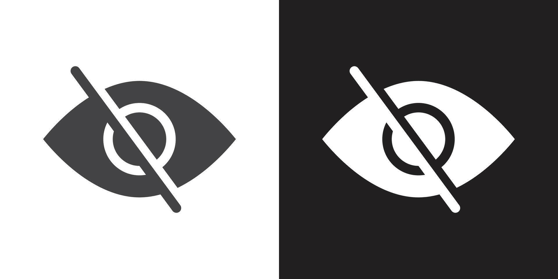 Hide icon Flat set in black and white color outline vector