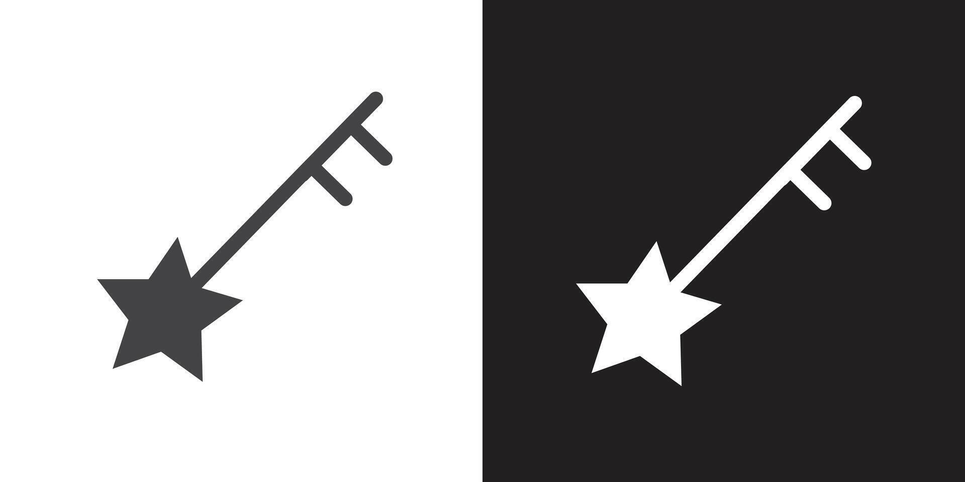 Magic Key icon Flat set in black and white color outline vector