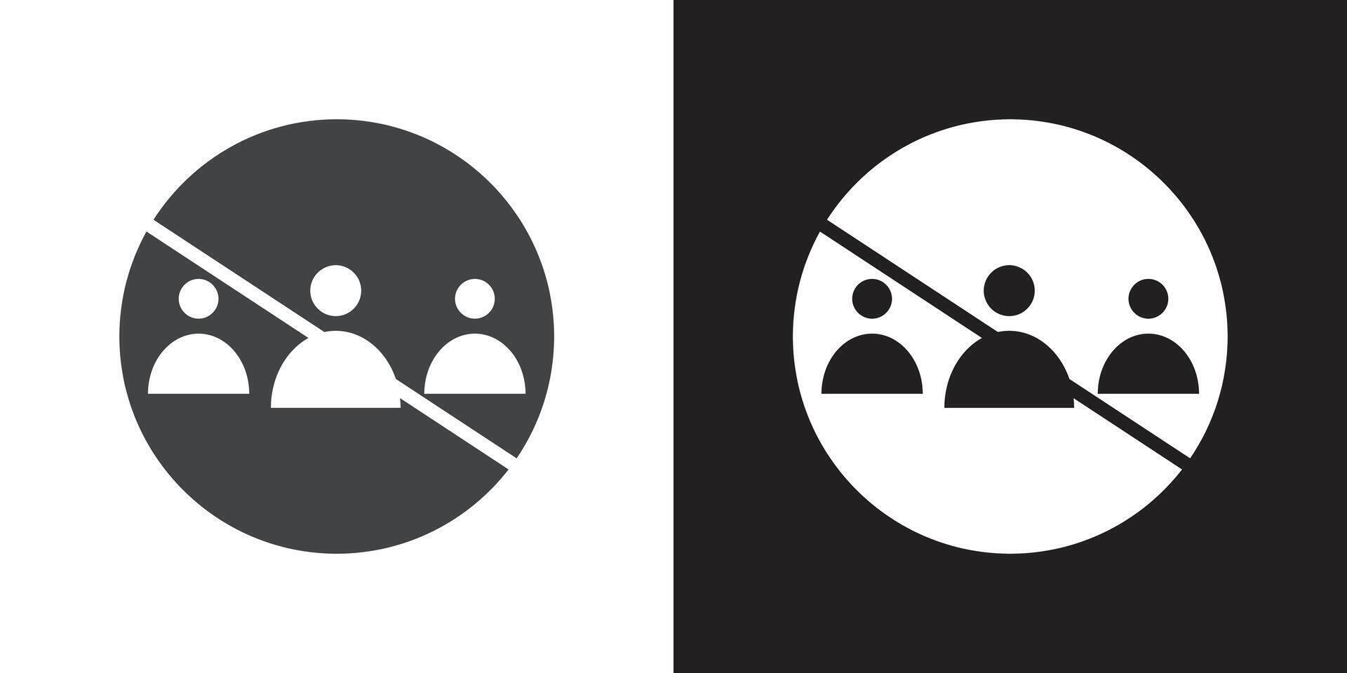 No gathering icon Flat set in black and white color outline vector