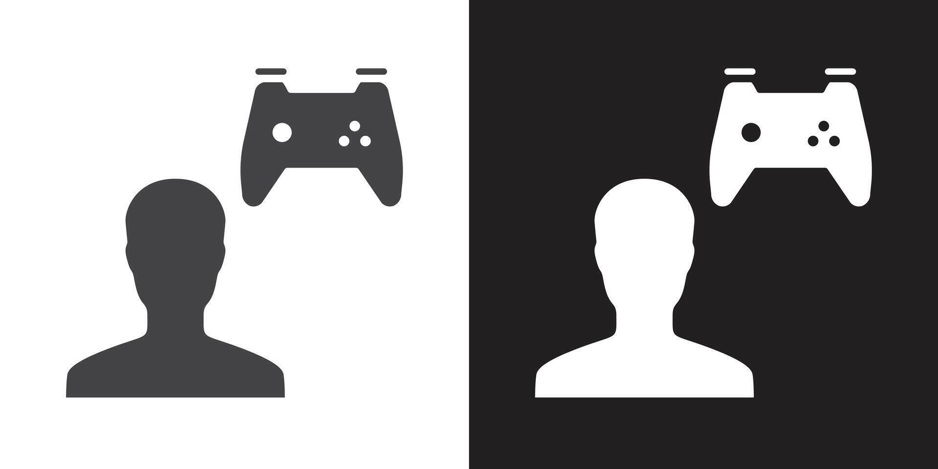 Multi Game player icon Flat set in black and white color outline vector
