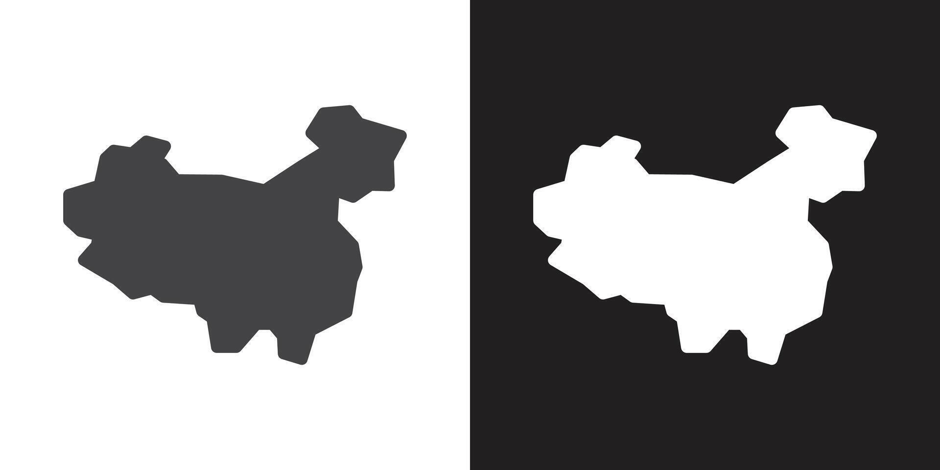 china map icon Flat set in black and white color outline vector