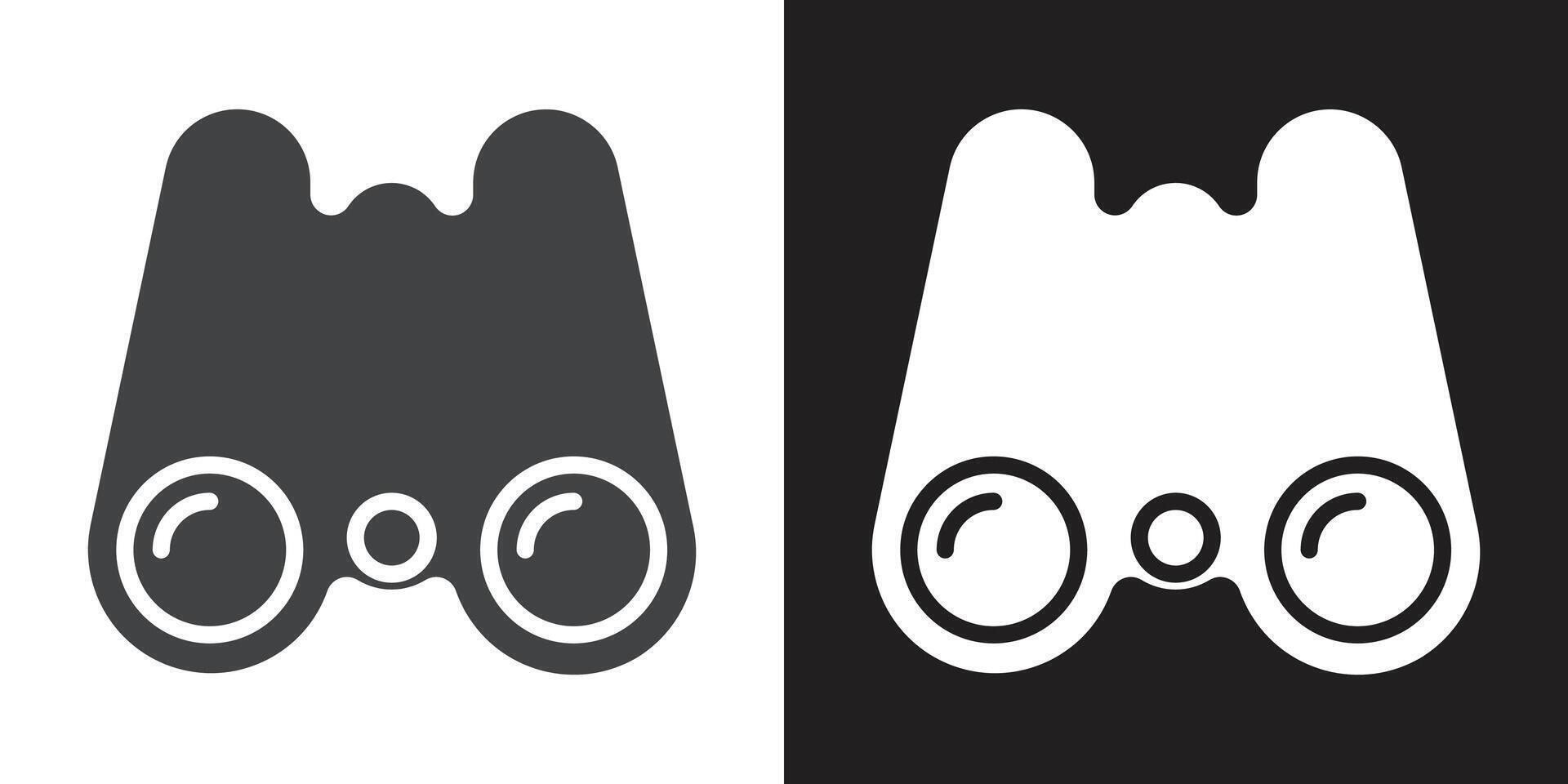 binoculars icon Flat set in black and white color outline vector