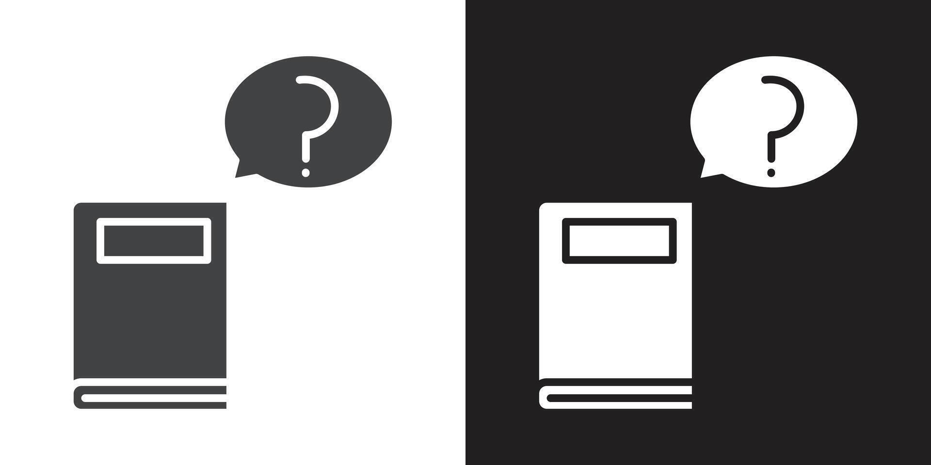 book with question mark icon Flat set in black and white color outline vector
