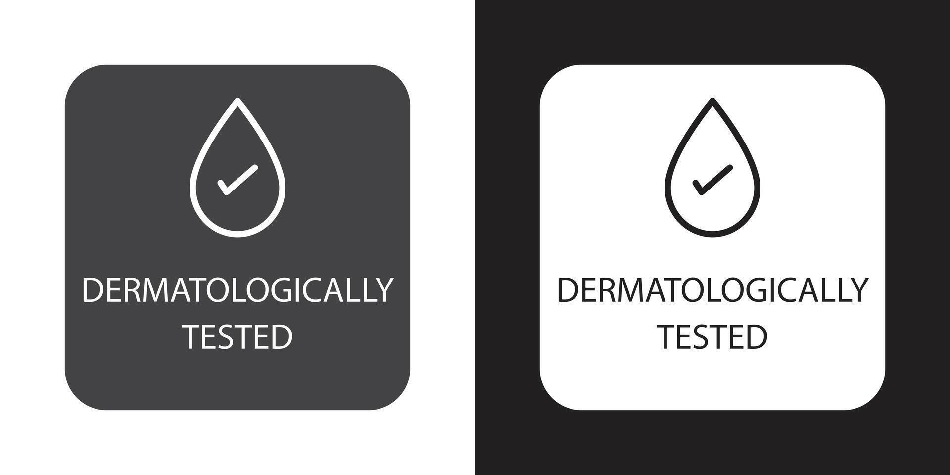 dermatologically tested icon Flat set in black and white color outline vector