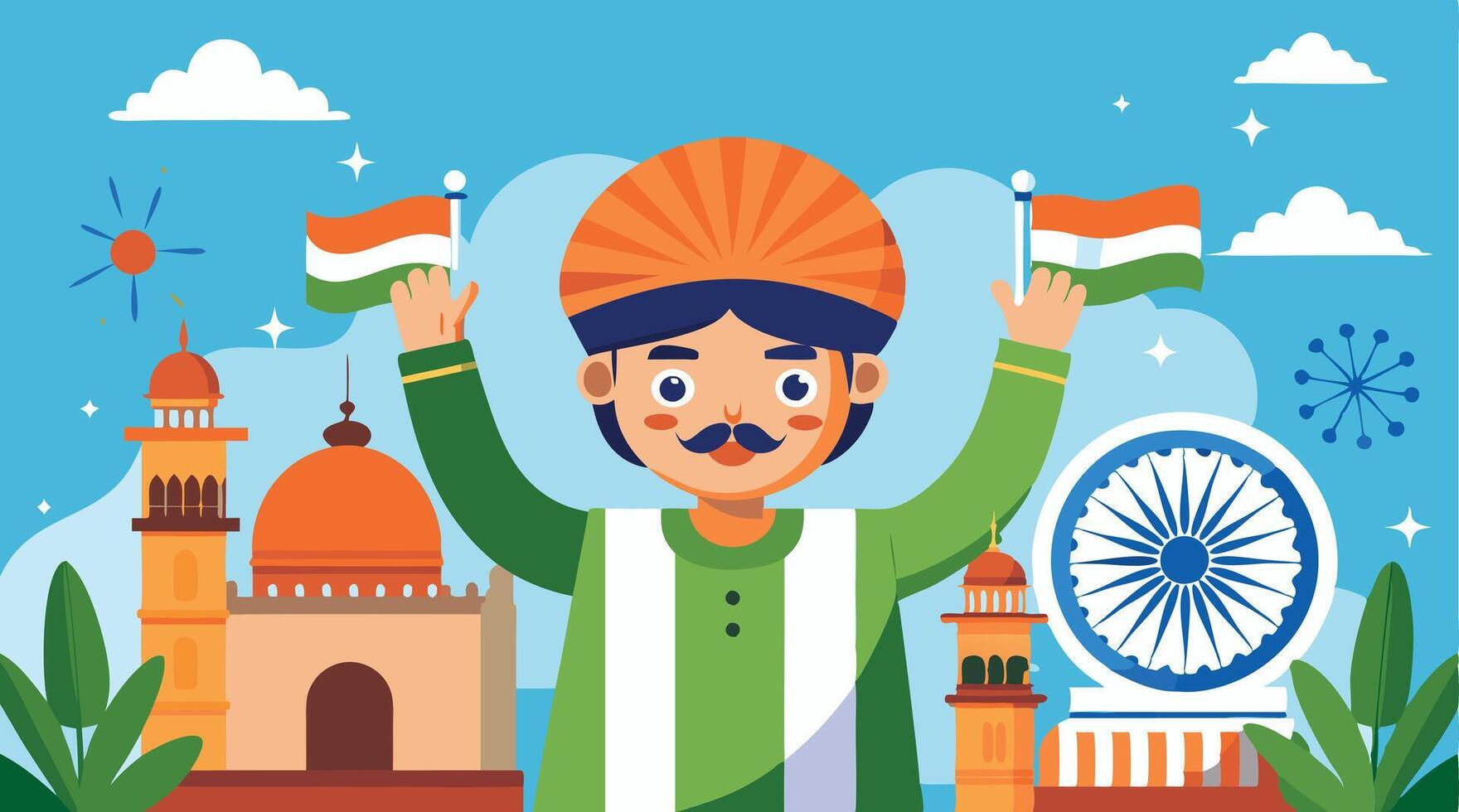 Indian Tricolor flag illustration for Independence Day 15th August Happy Independence Day of India vector