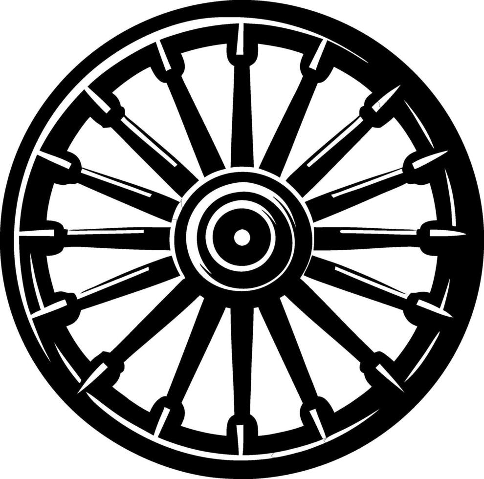 wagon vehicle old wheel illustration silhouette icon, ancient wheel isolated on transparent background vector