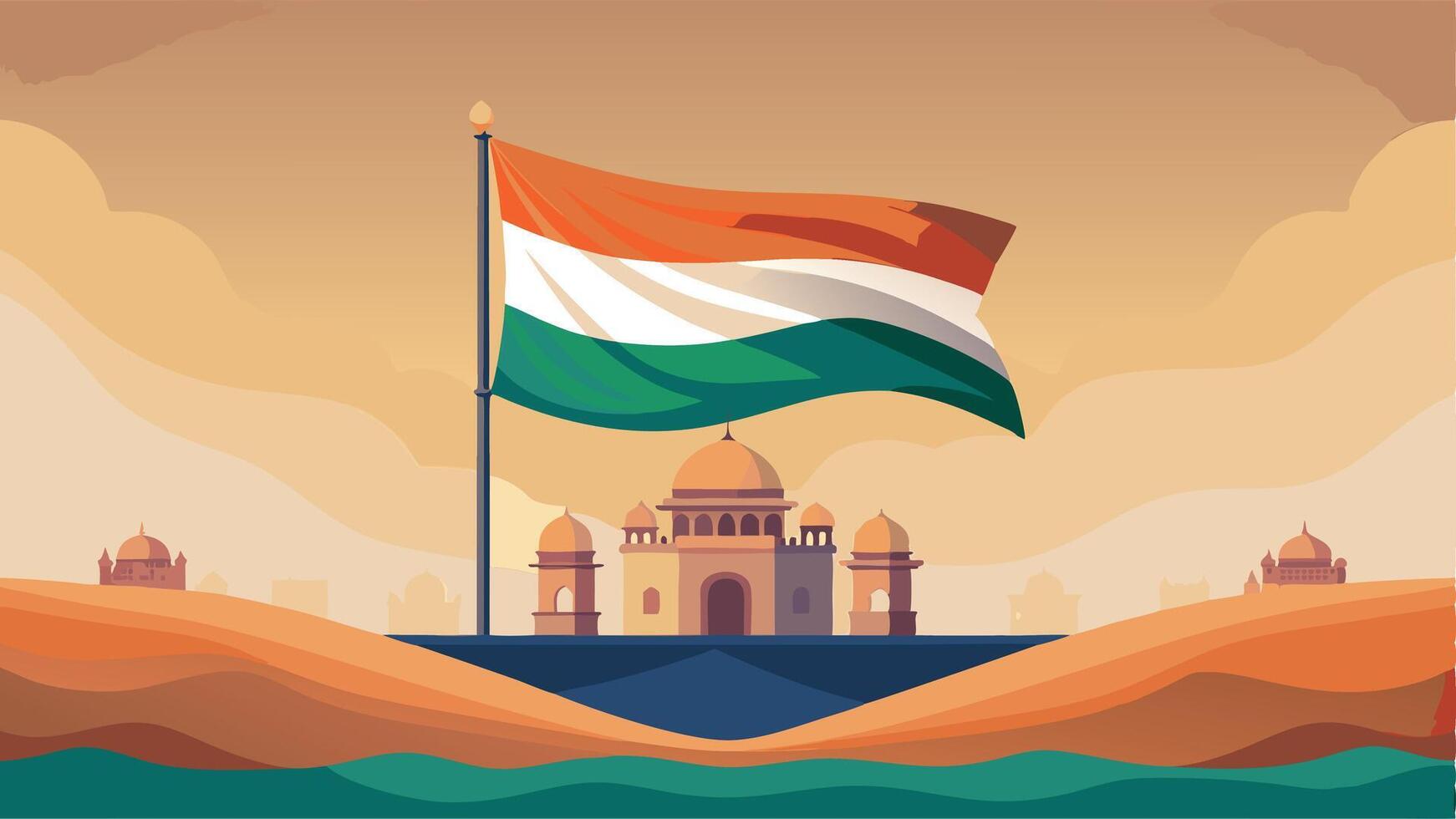 Indian Tricolor flag illustration for Independence Day 15th August Happy Independence Day of India vector