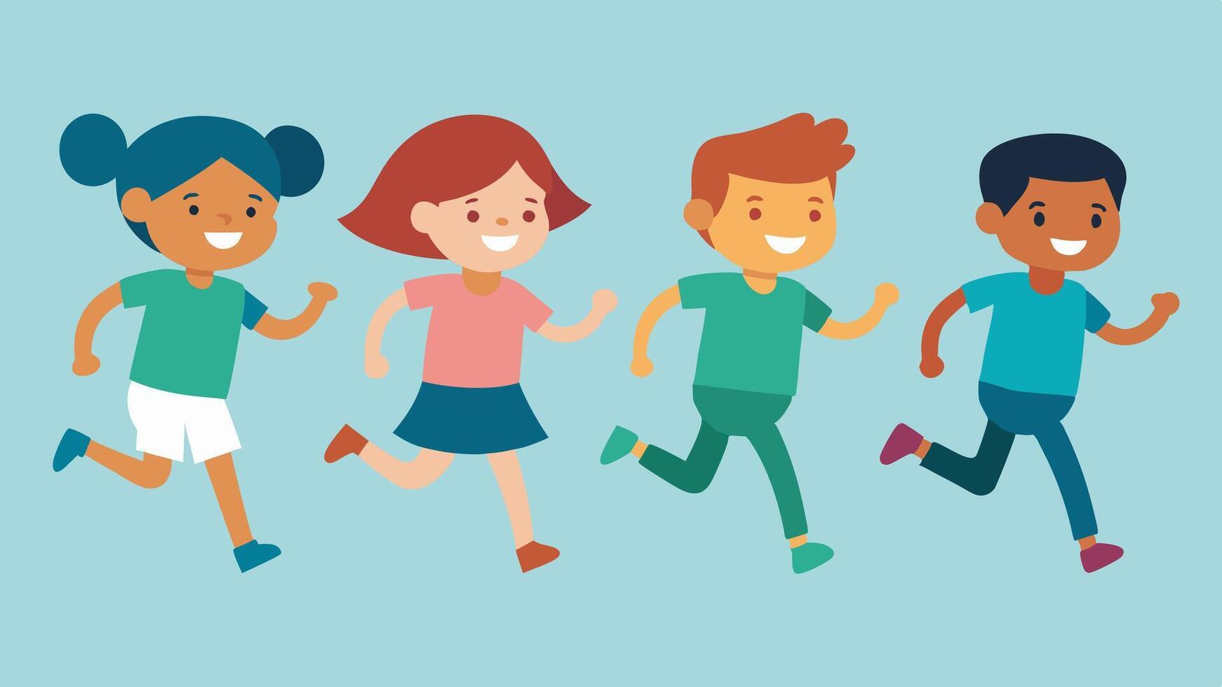 running children illustration, group of active kids playing clipart graphic illustration vector