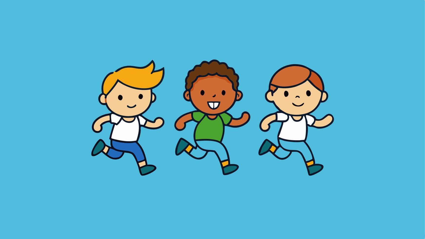 running children illustration, group of active kids playing clipart graphic illustration vector