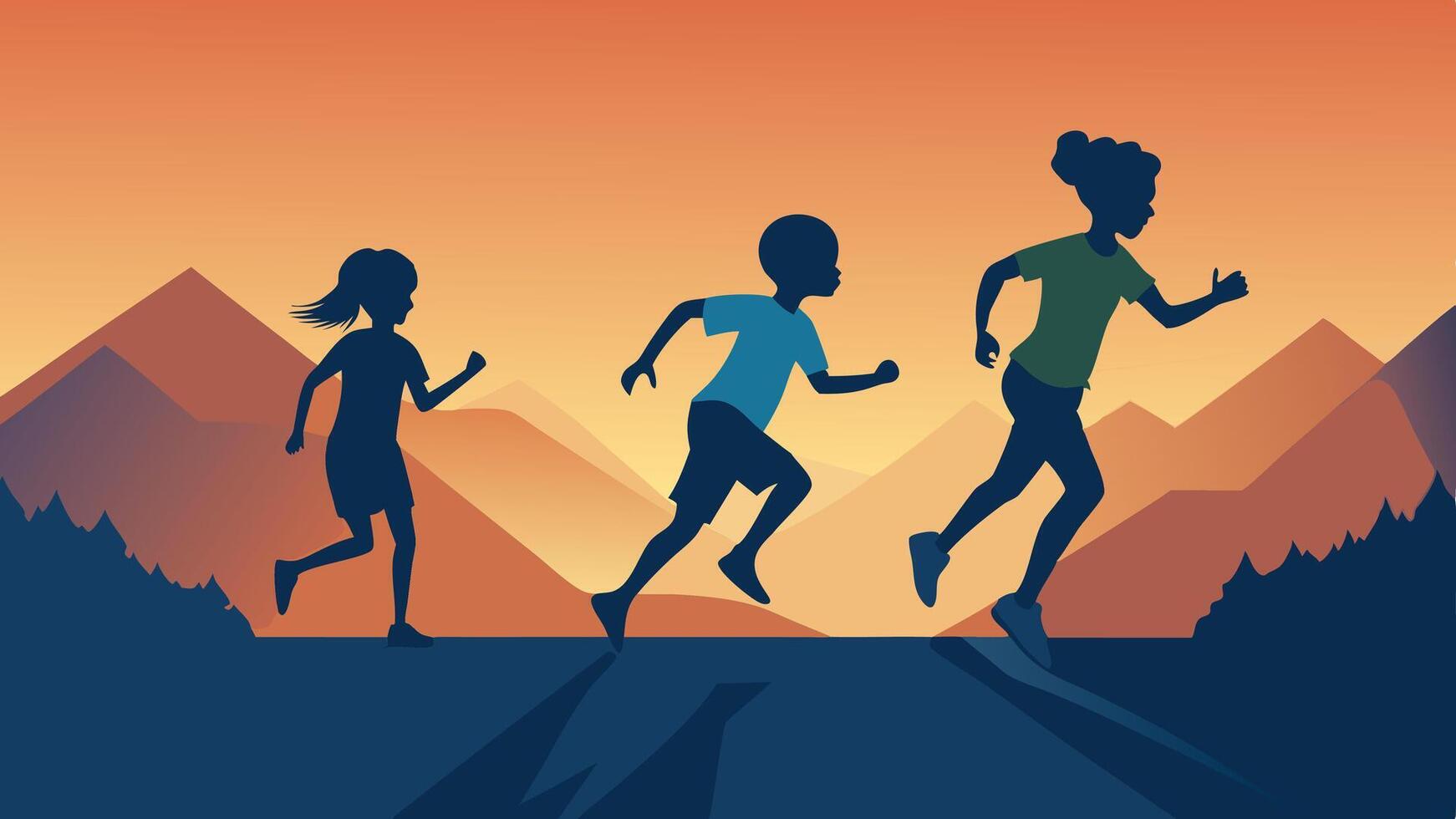 running children illustration, group of active kids playing clipart graphic illustration vector