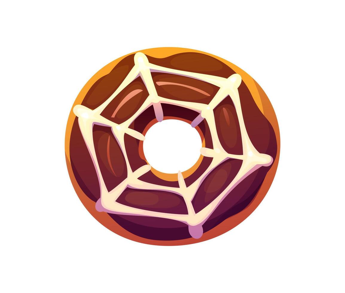 Cartoon Halloween holiday donut with spiderweb vector