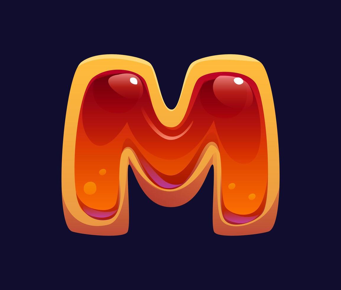 Letter M cartoon caramel candy alphabet symbol vector
