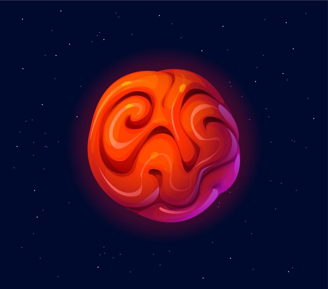 Cartoon fantasy alien space planet with swirling vector