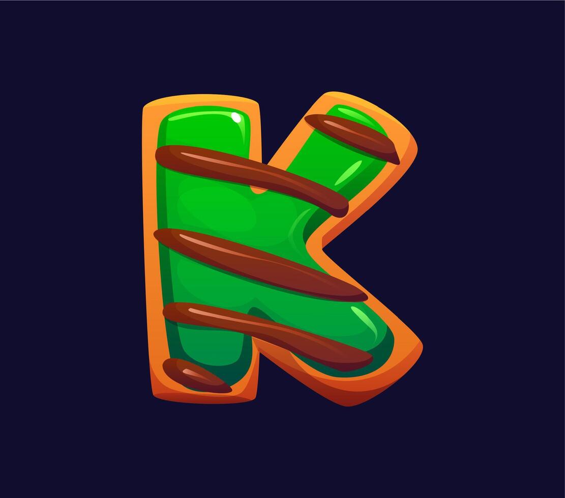 Letter k cartoon candy and confectionery alphabet vector