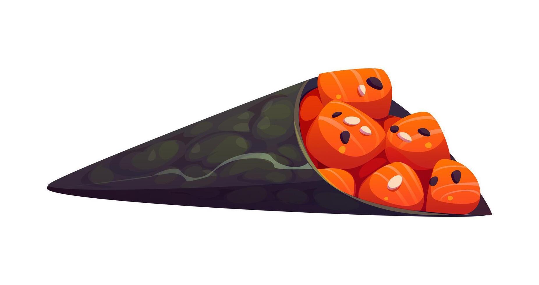 Temaki cartoon Japanese sushi, hand roll c vector