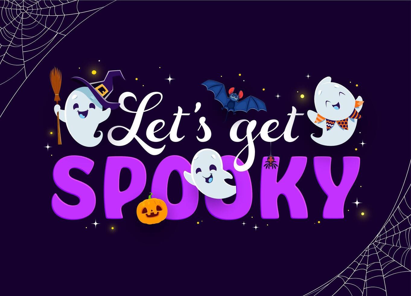 Halloween quote Let Us Get Spooky with cute ghosts vector