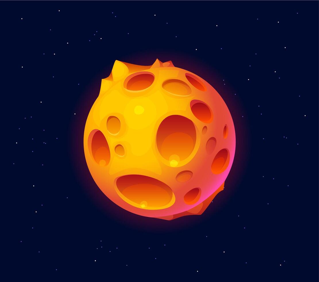 Cartoon fantasy alien space planet with craters vector