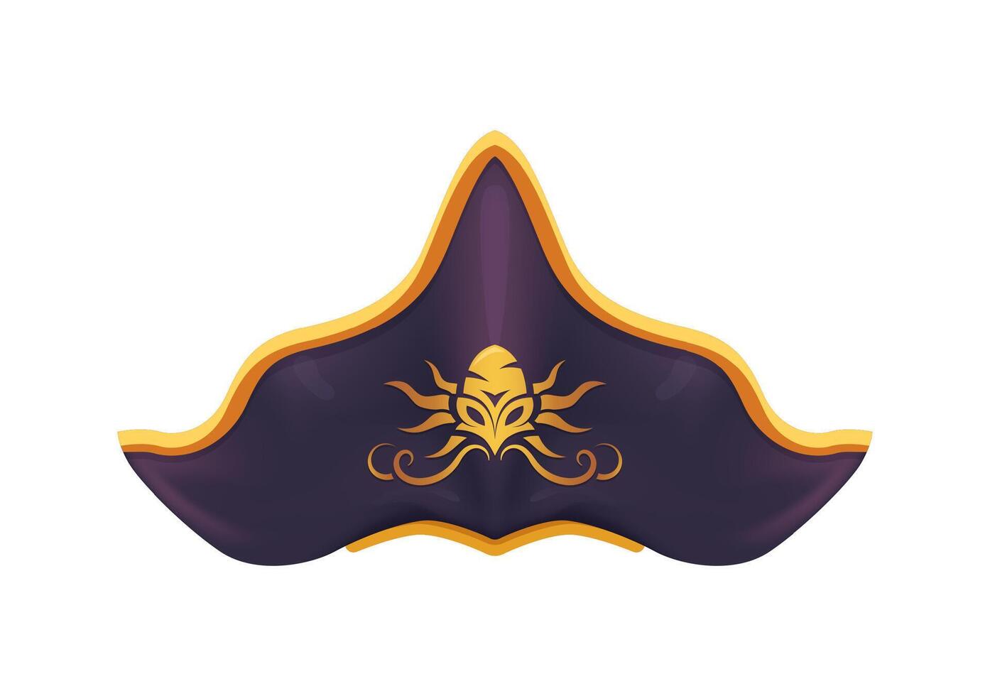 Cartoon pirate hat, corsair tricorn with kraken vector