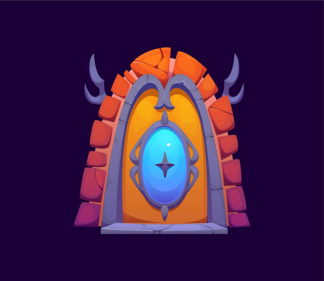 Fantasy magic portal gate door in brick frame vector