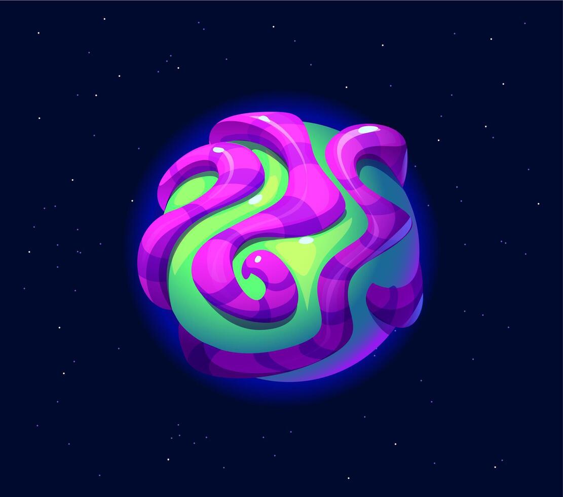 Cartoon galaxy space planet with wavy structures vector