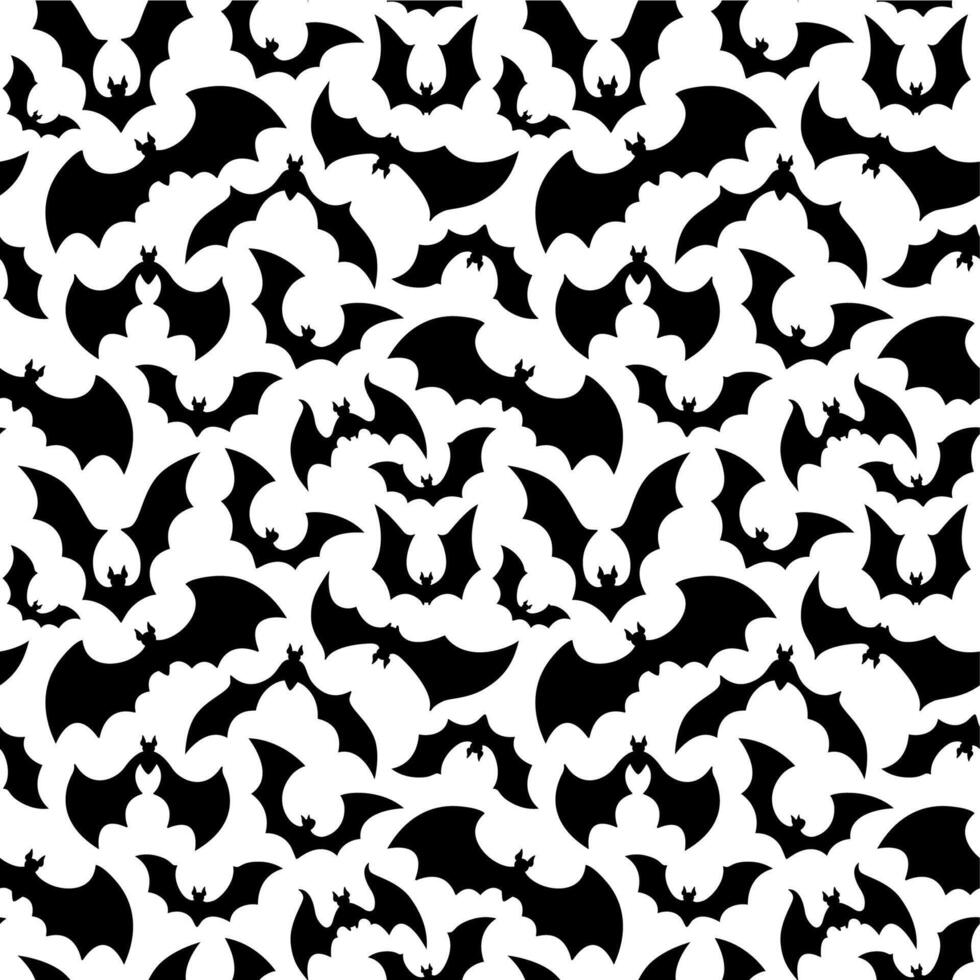 Halloween flying bats monochrome seamless pattern vector