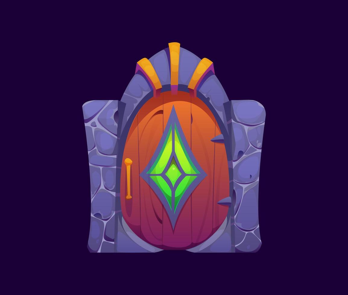 Fantasy door with green diamond-shaped window vector