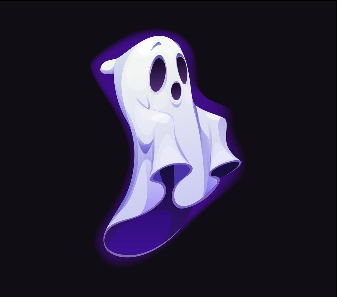 Cartoon Halloween ghost character, scary spook vector