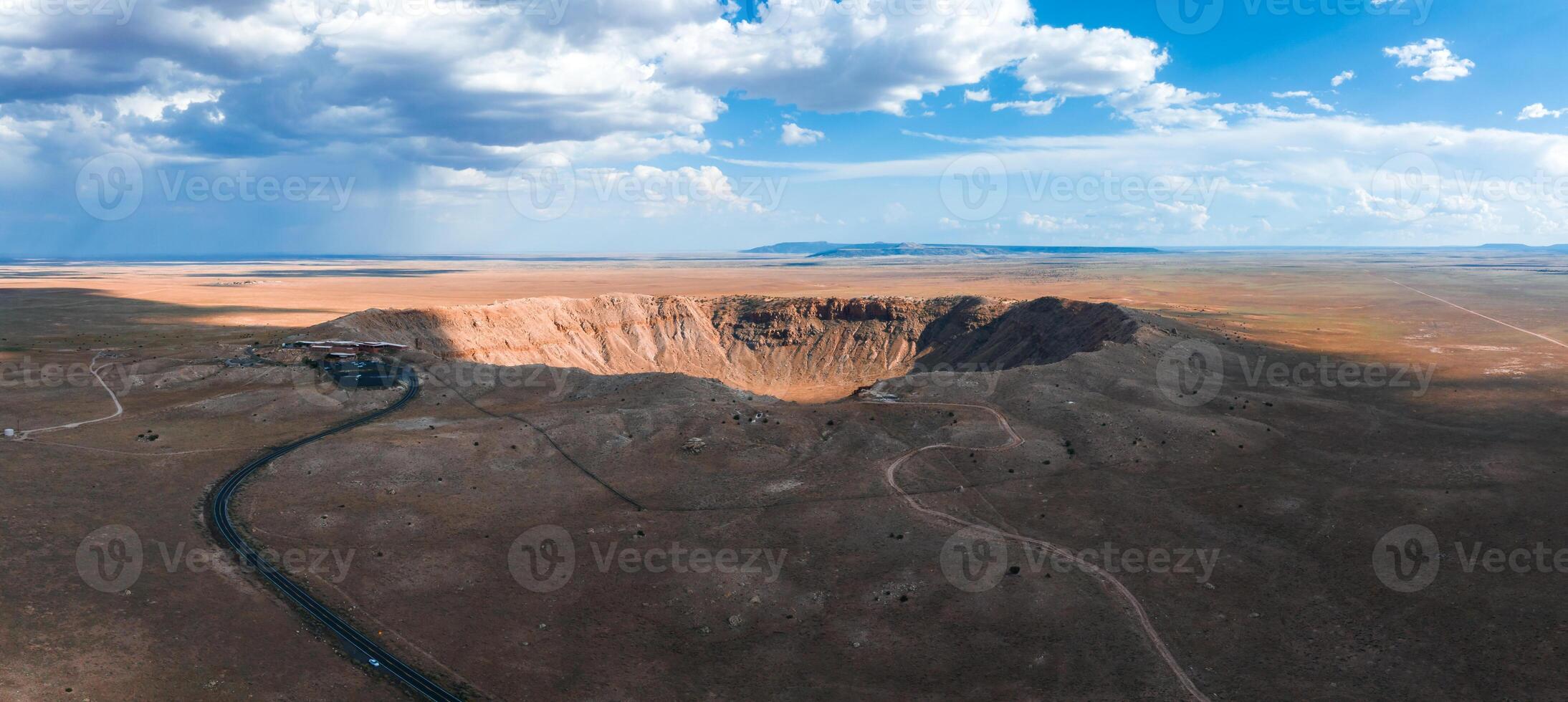 Aerial view of the Meteor Crater Natural Landmark at Arizona. photo
