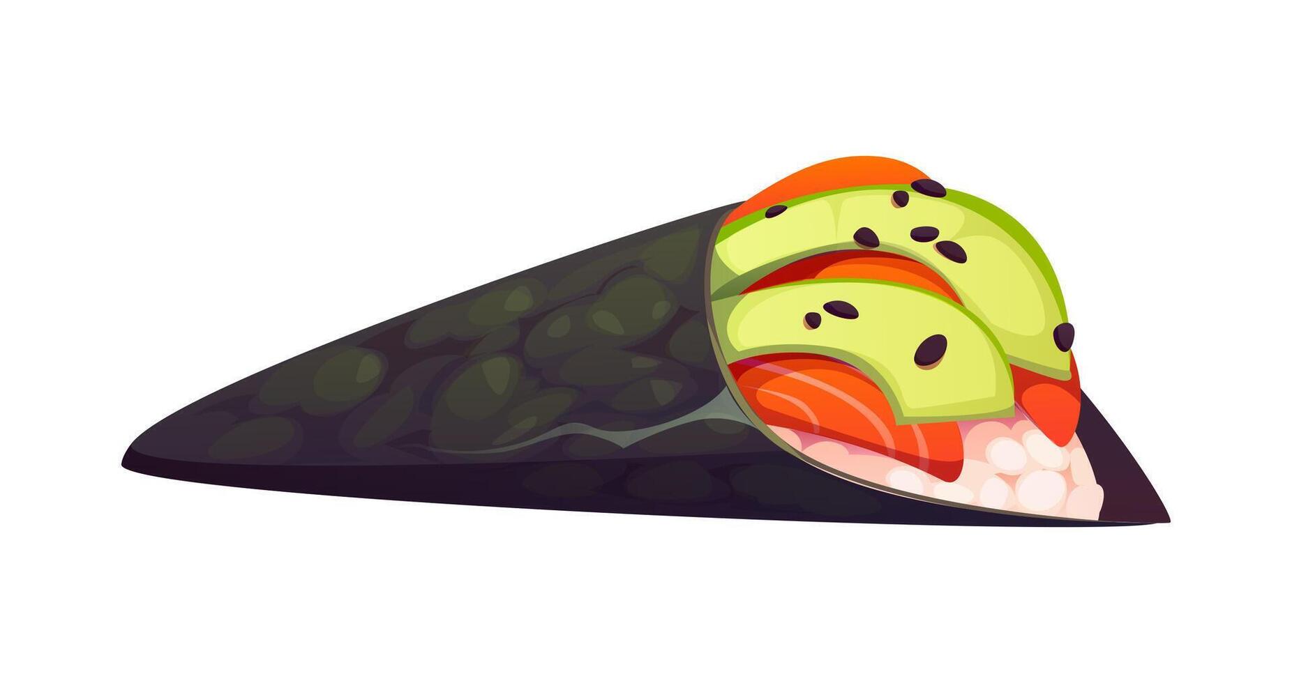 Temaki cartoon Japanese hand roll sushi c vector